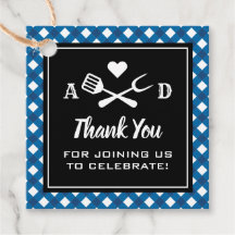 Rustic Blue Gingham BBQ Wedding Bedankt