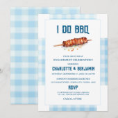 Rustic Blue Gingham I Do BBQ Verloving Feest Kaart (Voorkant / Achterkant)