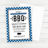Rustic Blue Gingham Wedding Rehearsal Dinner BBQ Kaart