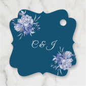 Rustic Blue Green Floral Waterverf Wedding Bedankjes Labels (Achterkant)