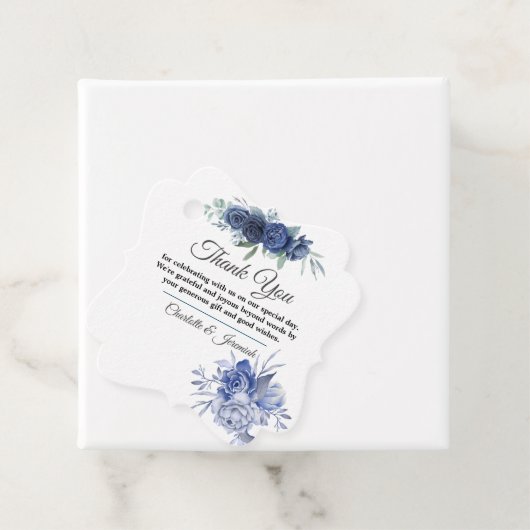 Rustic Blue Green Floral Waterverf Wedding Bedankjes Labels (In situ)