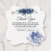 Rustic Blue Green Floral Waterverf Wedding Bedankjes Labels (Voorkant)