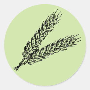 Rustic Blue Green Wheat Ronde Sticker