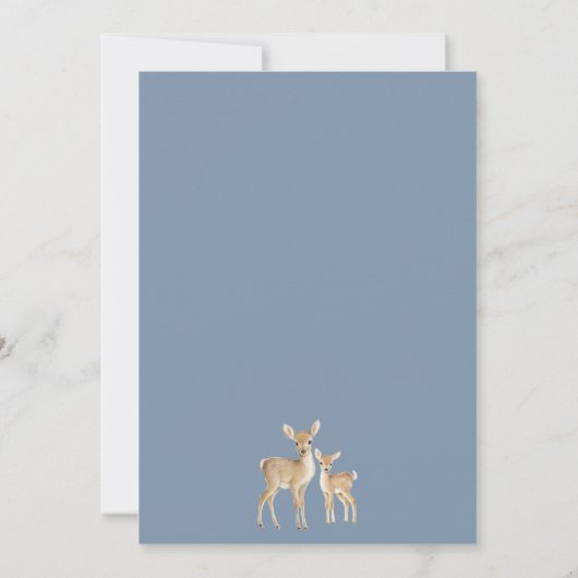 Rustic Blue Green Winter Oh Deer Baby Shower Kaart (Achterkant)