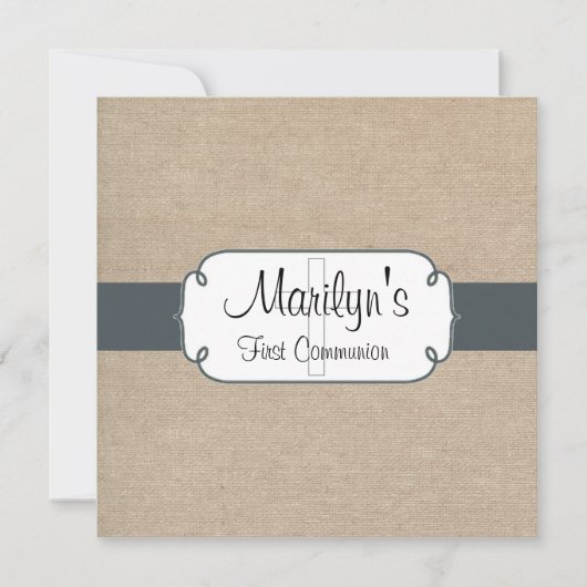 Rustic Blue Grey and Beige Burlap First Community Kaart (Voorkant)