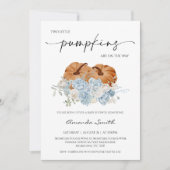 Rustic Blue Herfst Twins Pumpkins Baby shower Kaart (Voorkant)