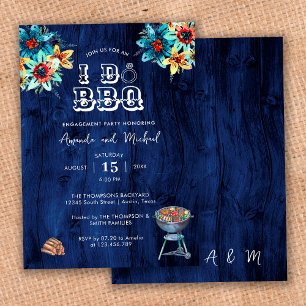 Rustic Blue Hout I Do BBQ Verloving Feest Kaart