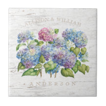 Rustic Blue Hydrangea Blooms with Wood Namen toevo