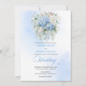 Rustic Blue Hydrangea Eucalyptus Wedding Invitatio Kaart (Voorkant)