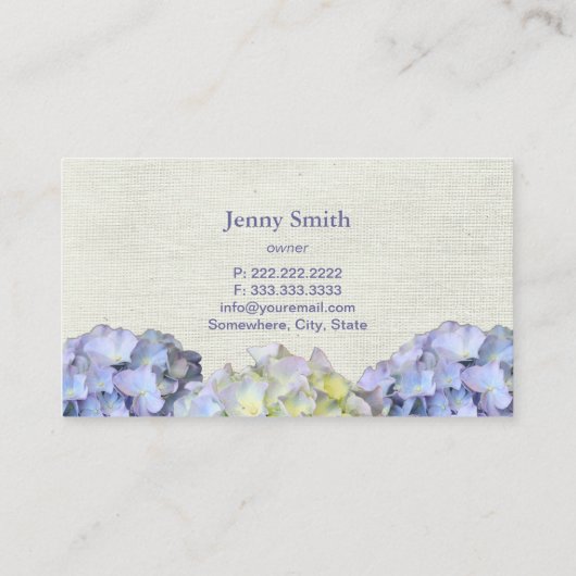 Rustic Blue Hydrangea Flowers Elegant Visitekaartje (Achterkant)