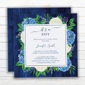 Rustic Blue Hydrangea Het is een Baby shower van e Kaart