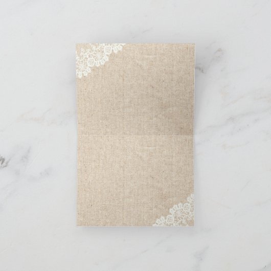 Rustic Blue Hydrangea Lace & Burlap Hartelijk dank Bedankkaart (Binnen)