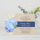 Rustic Blue Hydrangea Lace & Burlap Vrijgezellenfe Kaart (Staand voorkant)