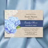 Rustic Blue Hydrangea Lace & Burlap Vrijgezellenfe Kaart