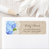 Rustic Blue Hydrangea Lace & Burlap Wedding Etiket (Insitu)