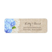 Rustic Blue Hydrangea Lace & Burlap Wedding Etiket (Voorkant)