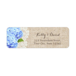 Rustic Blue Hydrangea Lace & Burlap Wedding Etiket