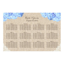 Rustic Blue Hydrangea Lace Burlap Wedding Seating