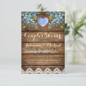 Rustic Blue Hydrangea & Lace Couple's Shower Card Kaart (Staand voorkant)