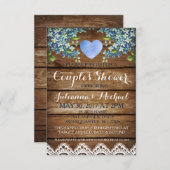 Rustic Blue Hydrangea & Lace Couple's Shower Card Kaart (Voorkant / Achterkant)
