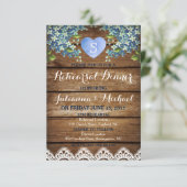 Rustic Blue Hydrangea & Lace Rehearsal Dinner Card Kaart (Staand voorkant)
