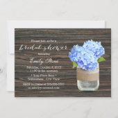 Rustic Blue Hydrangea Mason Jar Vrijgezellenfeest Kaart (Voorkant)