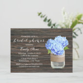Rustic Blue Hydrangea Mason Jar Vrijgezellenfeest Kaart (Staand voorkant)