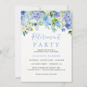Rustic Blue Hydrangea Retiération Party Invitation Kaart (Voorkant)