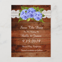 Rustic Blue Hydrangea Save the Date Briefkaart