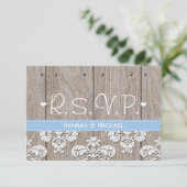 Rustic Blue Hydrangea Wedding RSVP-reactiekaart RSVP Kaartje (Staand voorkant)