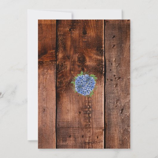 Rustic Blue Hydrangeas Wedding Rehearsal Dinner Kaart (Achterkant)