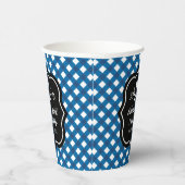 Rustic Blue Ik Doe BBQ Aangepaste Trouw Monogram Papieren Bekers (Rechts)