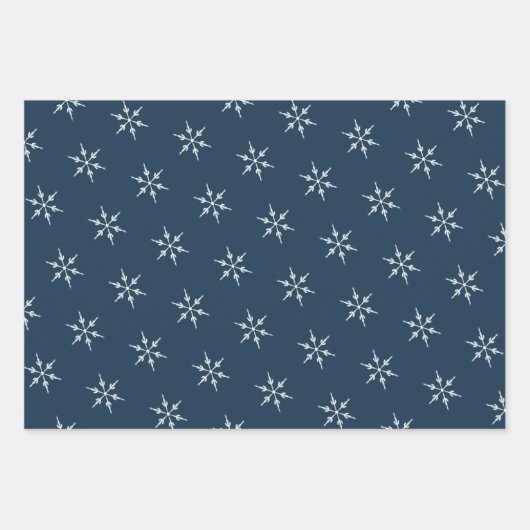 Rustic Blue Ivory Merry kerstsnowflake Inpakpapier Vel (Voorkant 2)