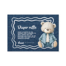 Rustic Blue Jean Baby Luier Raffle Ticket