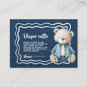 Rustic Blue Jean Baby Luier Raffle Ticket Informatiekaartje
