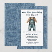 Rustic Blue Jean Boy Baby Shower Kaart (Voorkant / Achterkant)