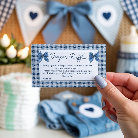 Rustic Blue Jean Denim Luier Raffle Baby shower Informatiekaartje