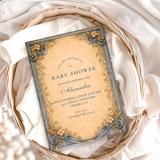 Rustic Blue Jeans Baby Shower Kaart