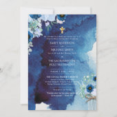 Rustic Blue Katholieke Huwelijksmis Trouwdag Kaart (Voorkant)