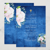 Rustic Blue Katholieke Huwelijksmis Trouwdag Kaart (Voorkant / Achterkant)