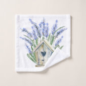 Rustic Blue Lavender Birdhouse Floral Bad Handdoek (Wasdoekje)