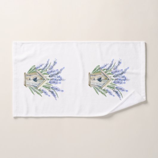 Rustic Blue Lavender Birdhouse Floral Bad Handdoek (Handdoek)
