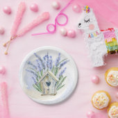 Rustic Blue Lavender Birdhouse Floral Papieren Bordje (Feest)