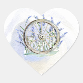Rustic Blue Lavender Wagon Floral Hart Sticker