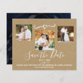 Rustic Blue Leaves Wedding Photo Save the Date (Voorkant / Achterkant)