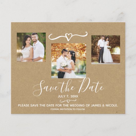 Rustic Blue Leaves Wedding Photo Save the Date (Voorkant)