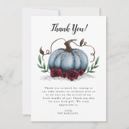 Rustic Blue Little Pumpkin-Baby shower Bedankkaart