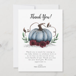 Rustic Blue Little Pumpkin-Baby shower Bedankkaart