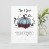 Rustic Blue Little Pumpkin-Baby shower Bedankkaart (Staand voorkant)