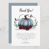 Rustic Blue Little Pumpkin-Baby shower Bedankkaart (Voorkant / Achterkant)